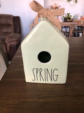Rae Dunn Cream Spring Birdhouse Decor